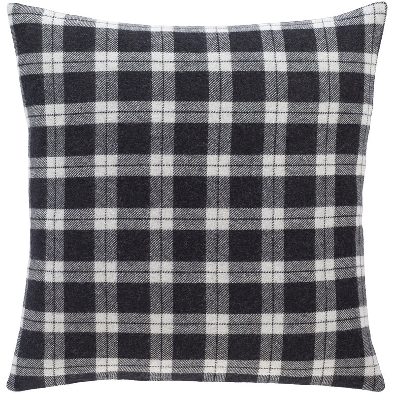 Stanley SLY-003 Woven Pillow in Black & Silver Grey by Surya