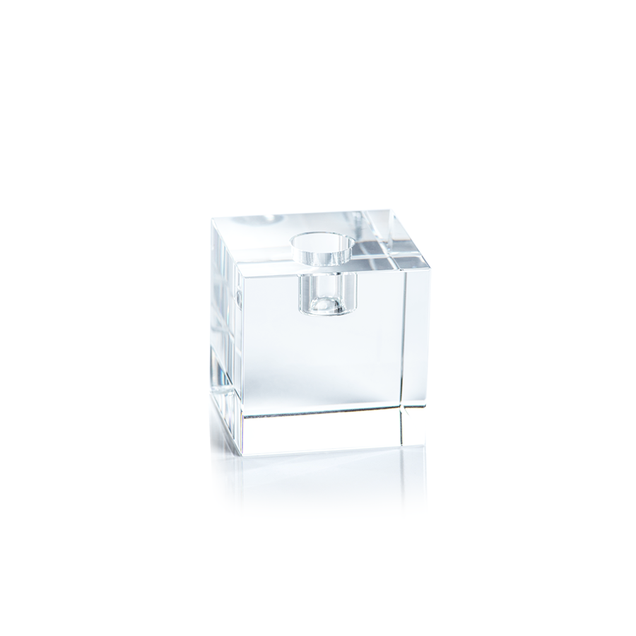 Square Crystal Glass Taper Holder by Panorama City