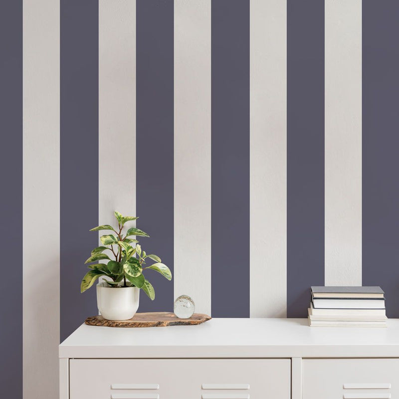 Stripe Removable Wallpaper in Navy and Light Grey