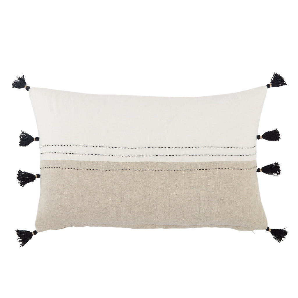 Yamanik Stripes Pillow in White & Beige by Jaipur Living