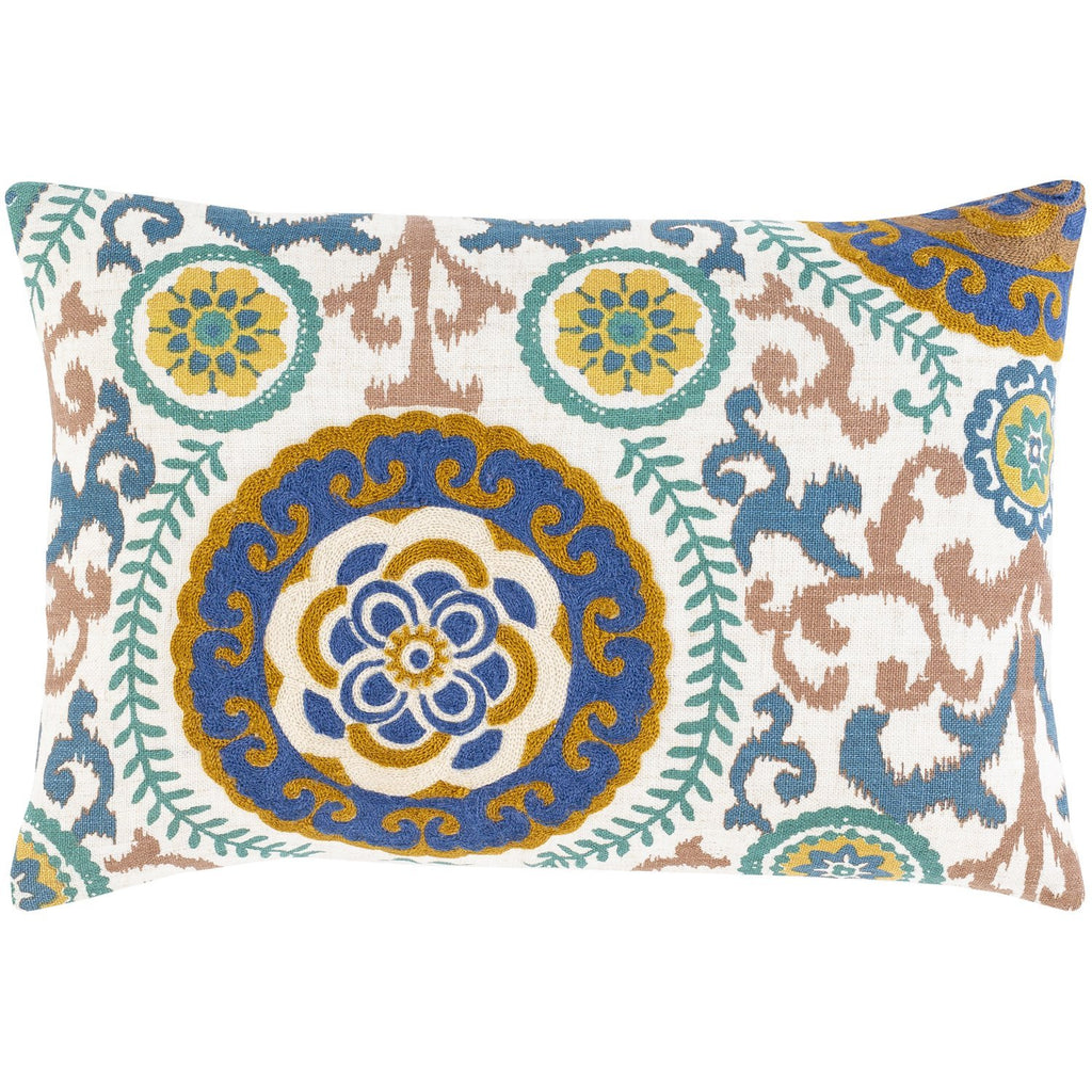 Termez TMZ-003 Woven Lumbar Pillow in Ivory & Dark Blue by Surya