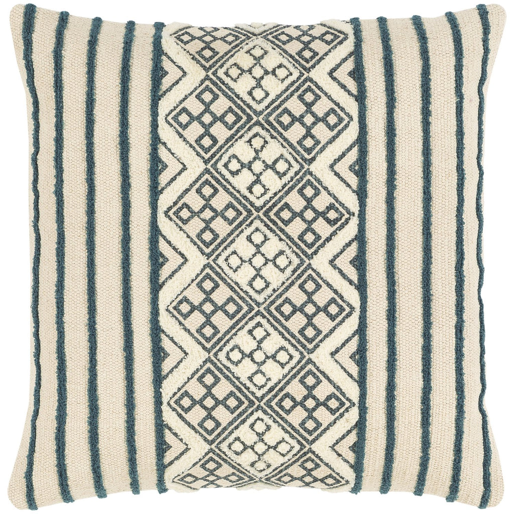 Tanya TNY-001 Woven Pillow in Ivory & Bright Blue by Surya