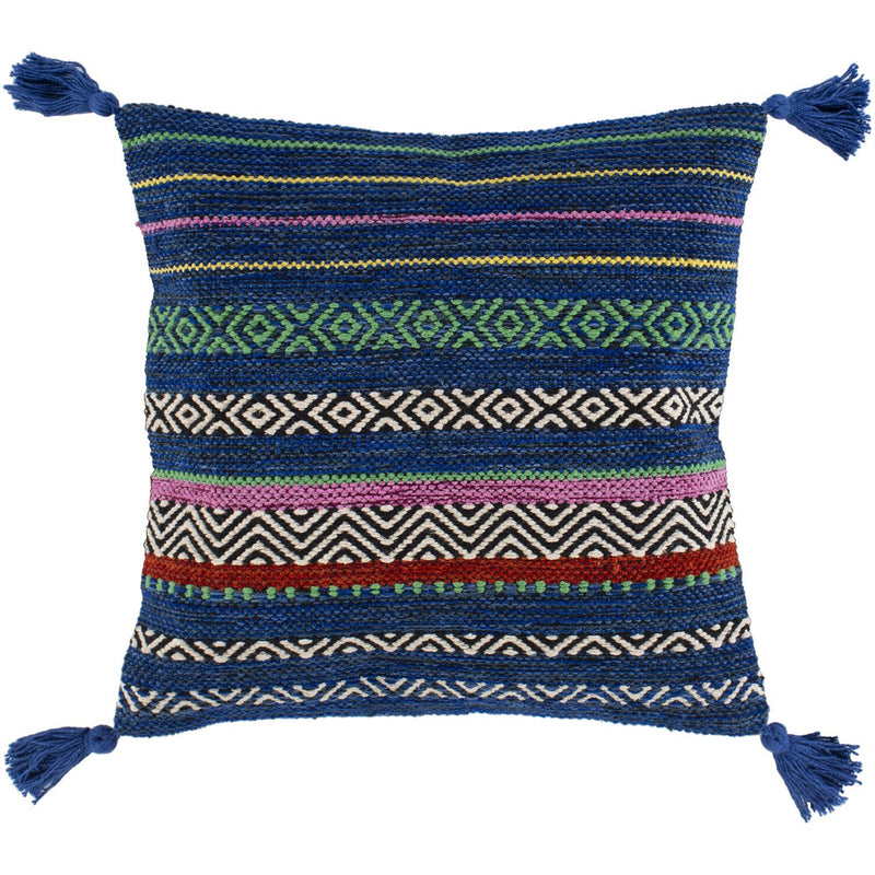 Trenza TZ-007 Woven Pillow in Bright Blue & Cream by Surya