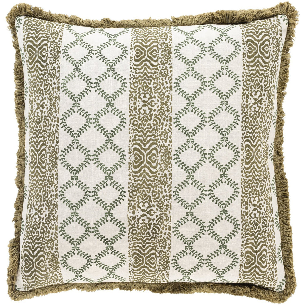 Tanzania TZN-001 Woven Pillow in Olive & Beige by Surya
