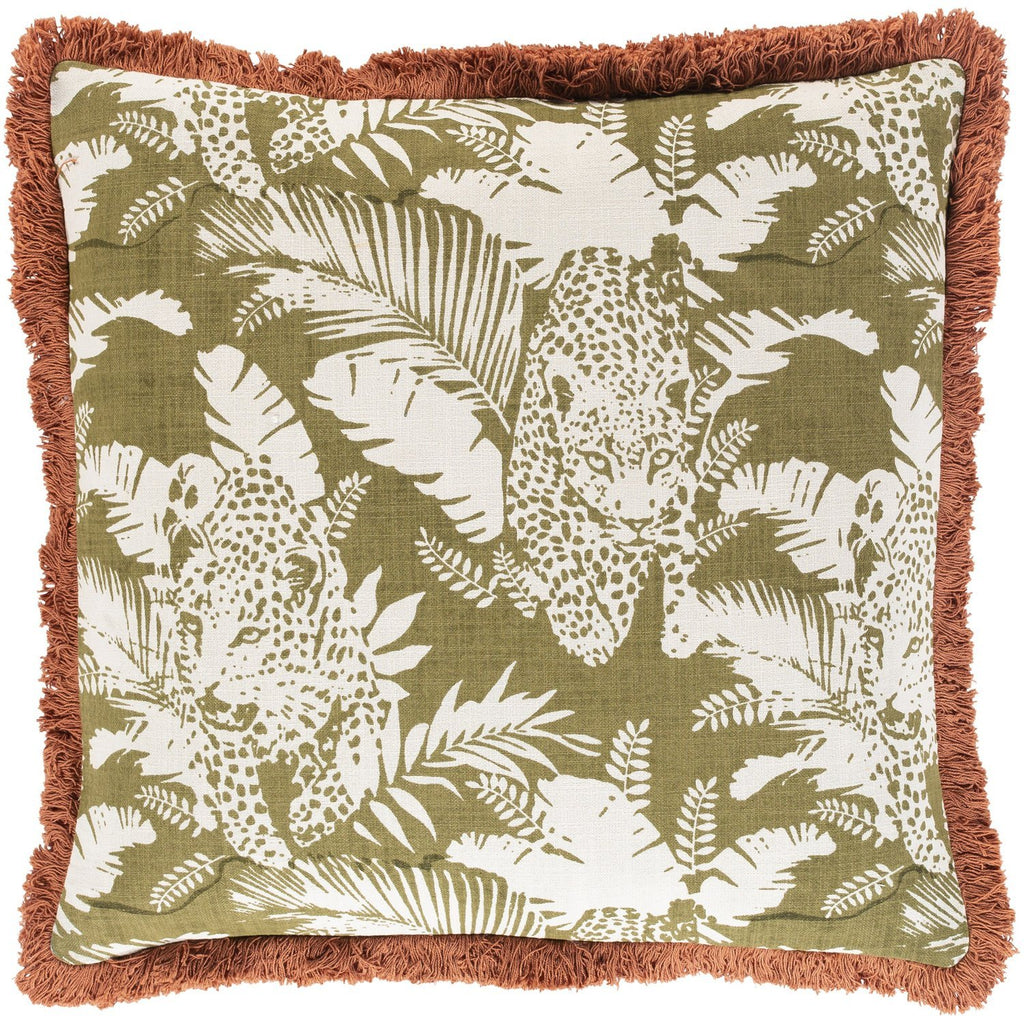 Tanzania TZN-002 Woven Pillow in Olive & Beige by Surya