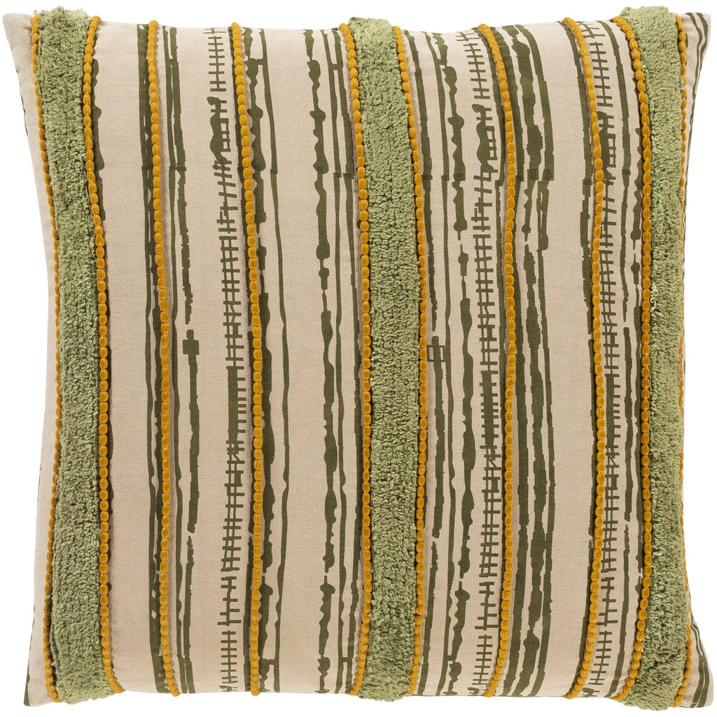 Tanzania TZN-003 Woven Pillow in Olive & Beige by Surya
