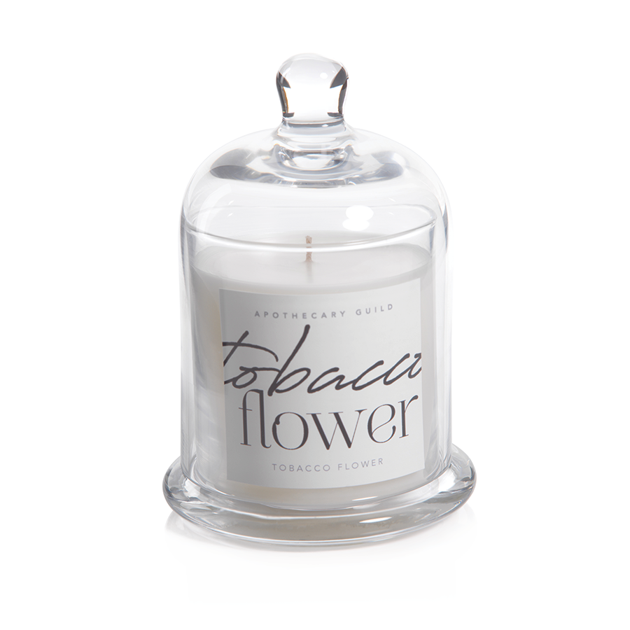 Tobacco Flower Scented Candle Jar with Glass Dome