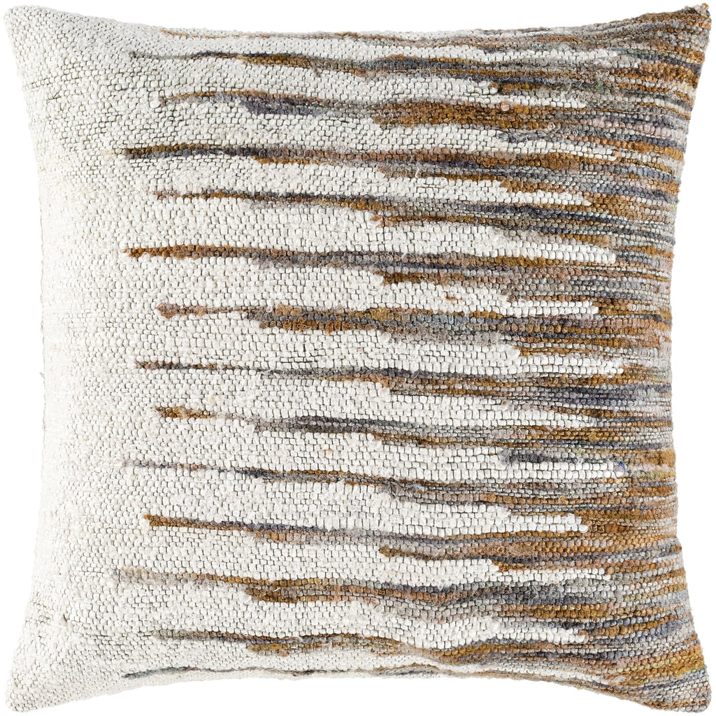 Vibe VIB-002 Hand Woven Pillow in White & Dark Brown by Surya