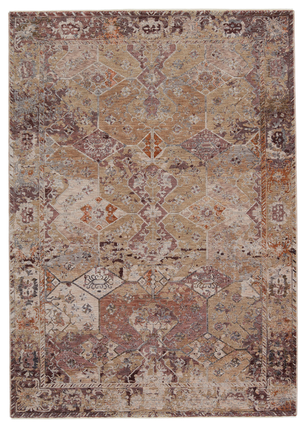 Valentia Thessaly Gold & Maroon Rug 1