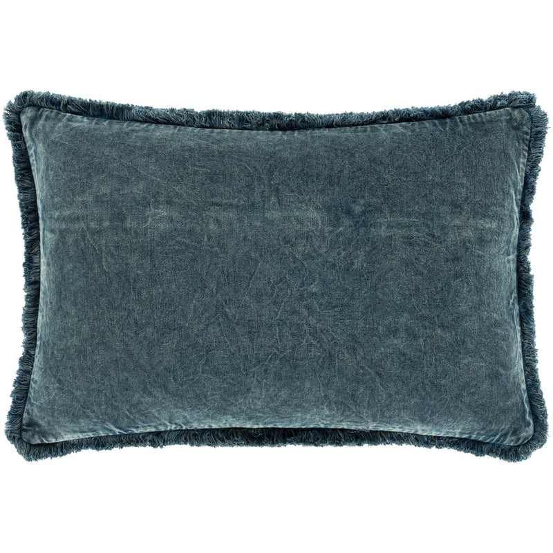 Washed Cotton Velvet WCV-007 Lumbar Pillow in Denim by Surya
