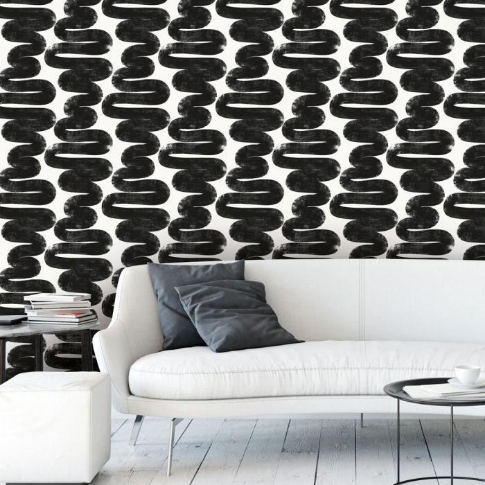 Wiggle Room Removable Wallpaper in White and Black
