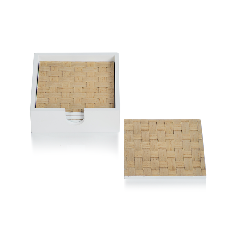 Woven Ash Square Coaster Set in Various Colors