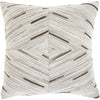 Zander ZND-003 Leather Pillow in Taupe & Light Grey by Surya