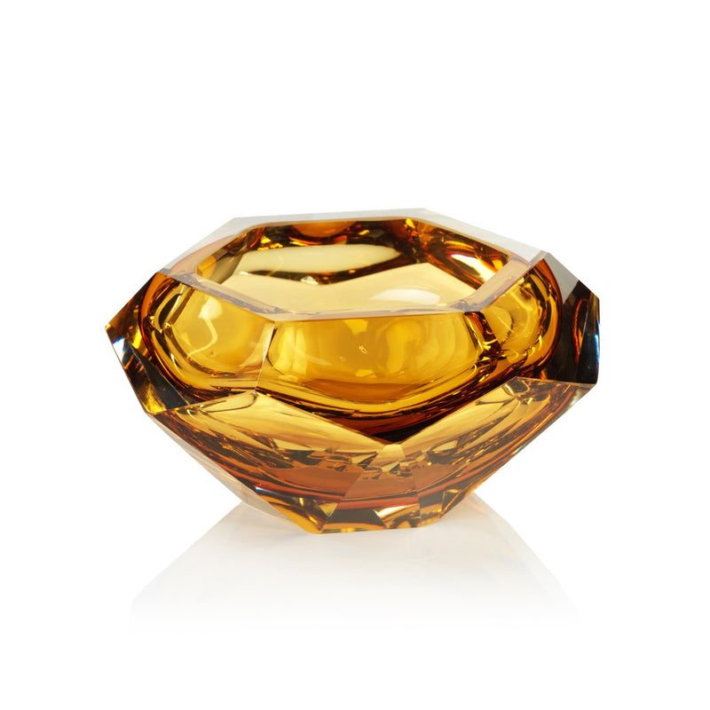 la boheme hand made polished cut glass bowl amber ch 6031 1