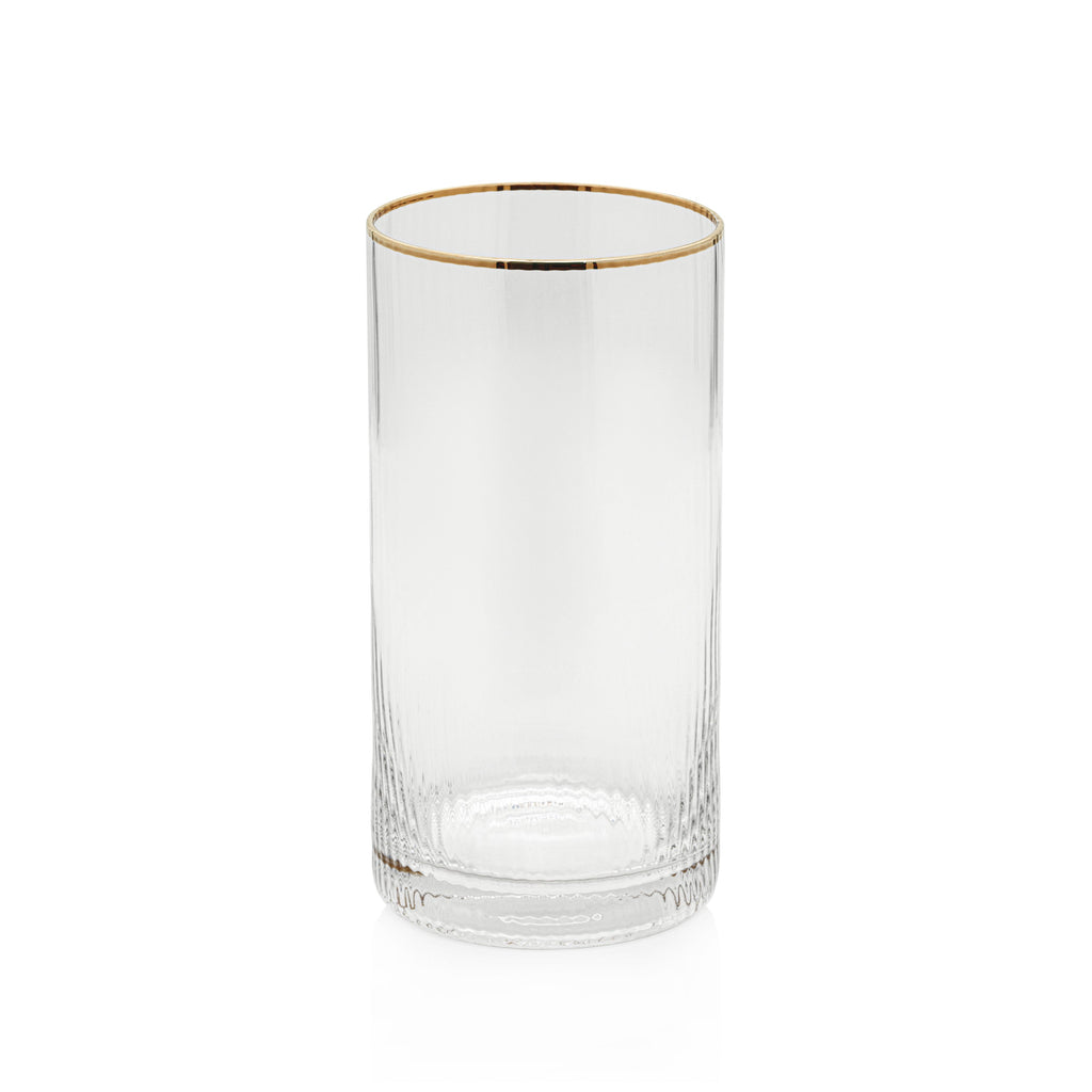 optic highball glasses w gold rim set of 6 by zodax ch 6551 1