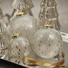 Frosted w/ Etched in Gold Glass Ball Ornaments - Set of 6