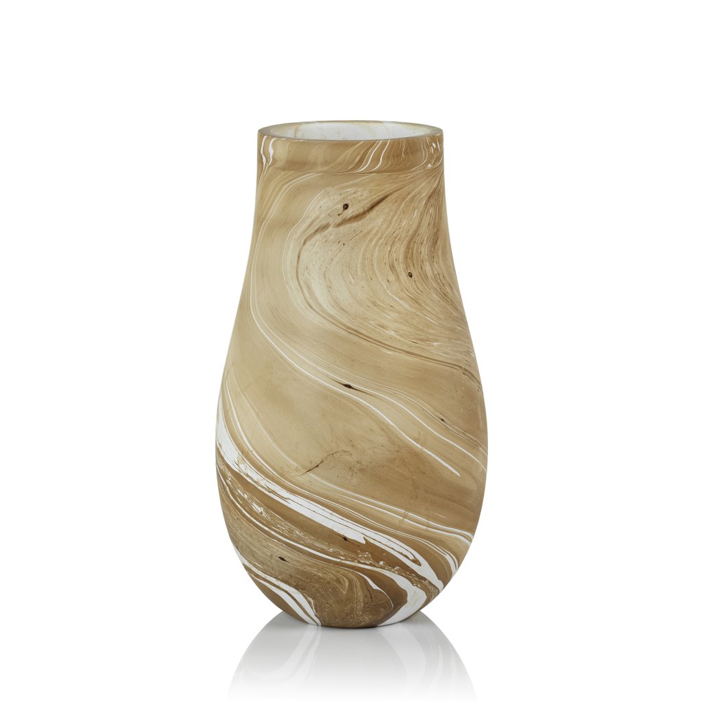 natural latte mango wood marbleized vase 9x16 th 1673 1