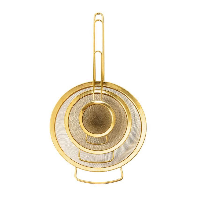 Set of 3 Stainless Steel Strainers in Gold Finish design by BD Edition