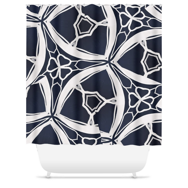 Navy Lace Shower Curtain