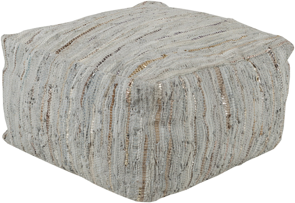 Anthracite Pouf in Silver design by Surya