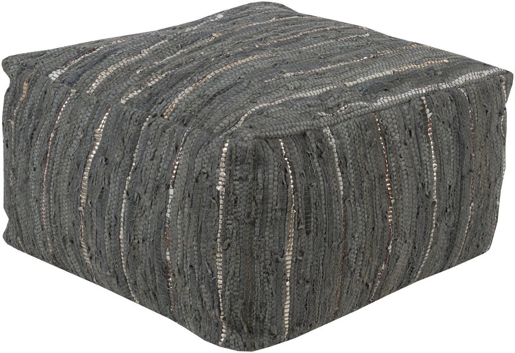 Anthracite Pouf in Grey design by Surya