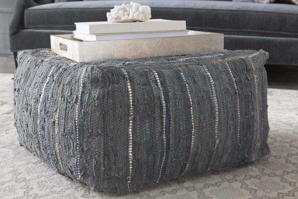 Anthracite Pouf in Grey design by Surya