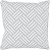 Basketweave 20" Outdoor Pillow in Light Grey & White