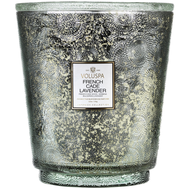Hearth 5 Wick Glass Candle in French Cade Lavender design by Voluspa
