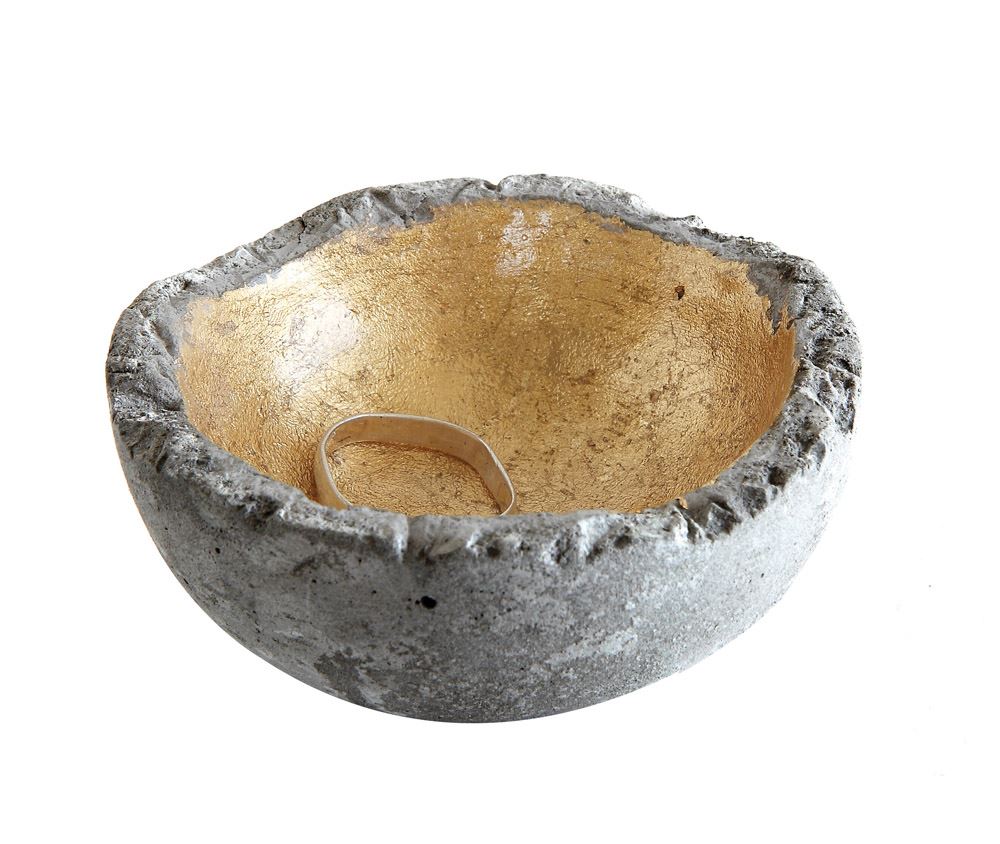 Decorative Cement Bowl w/ Gold Detail design by BD Edition