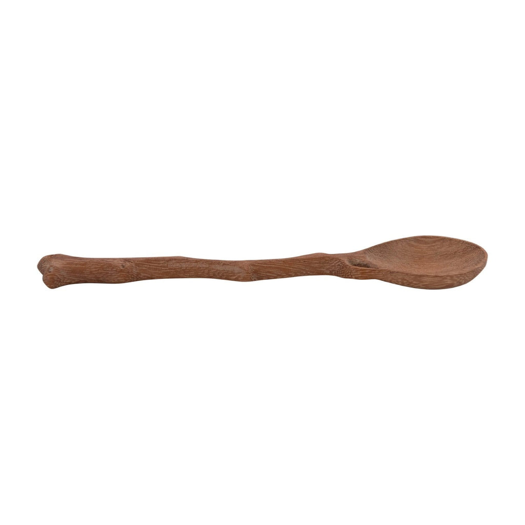hand carved doussie wood spoon with twig shaped handle 1