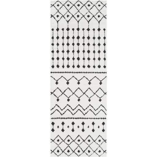 Moroccan Shag Rug in White & Charcoal