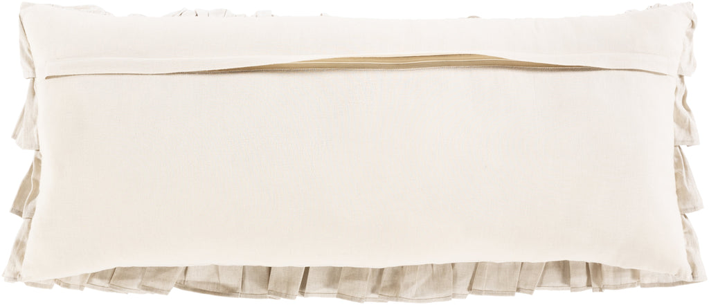 Ruffle RLE-002 Woven Lumbar Pillow in Ivory