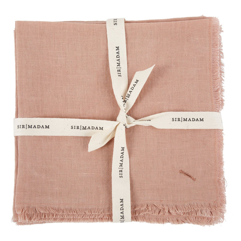Solid Linen Napkin Set of 4 in Salmon