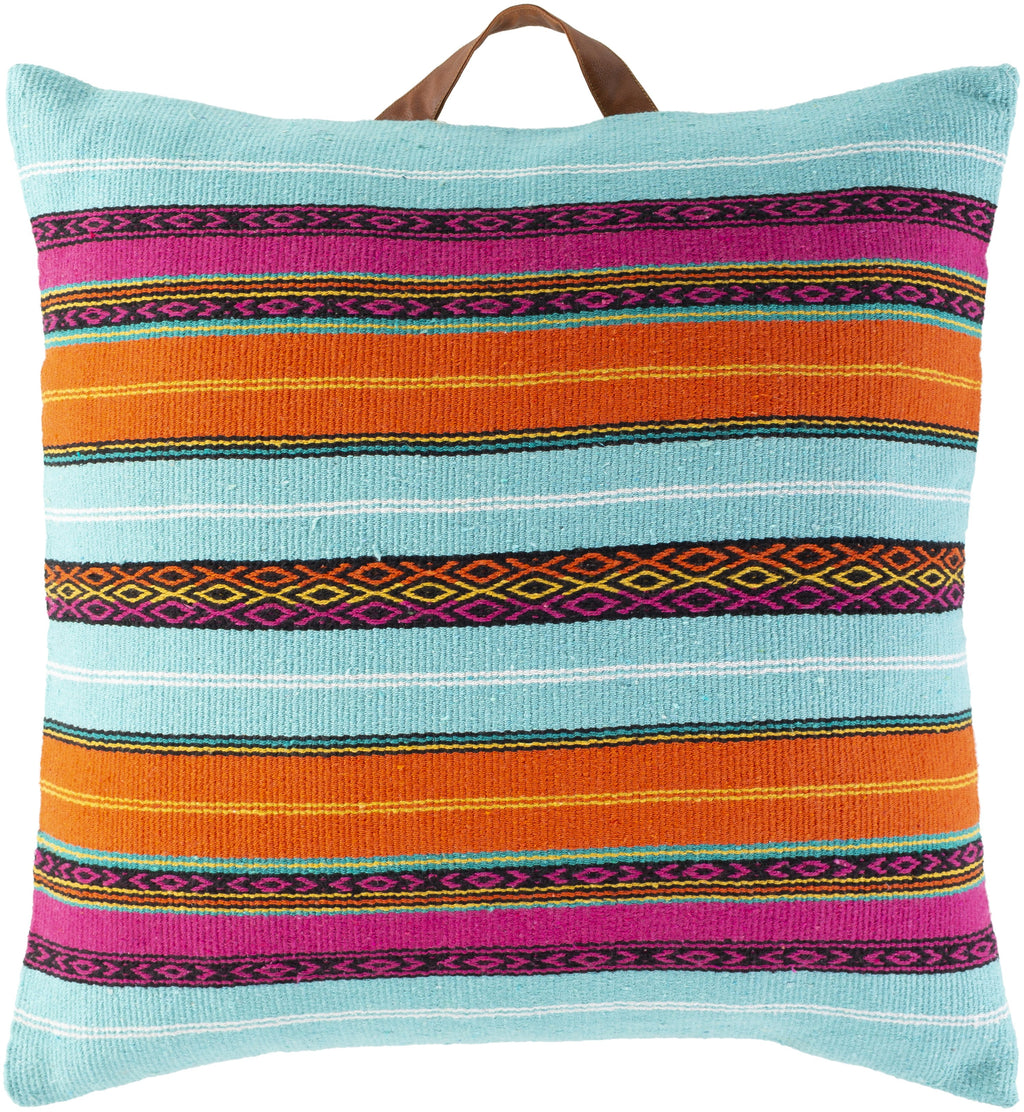 Toluca TOU-002 Hand Woven Pillow in Aqua & Bright Pink by Surya